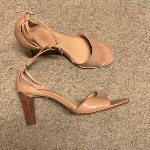 Ann Taylor Loft Leather Ankle Strap Heel Sandals | Like New | 7 | Pink